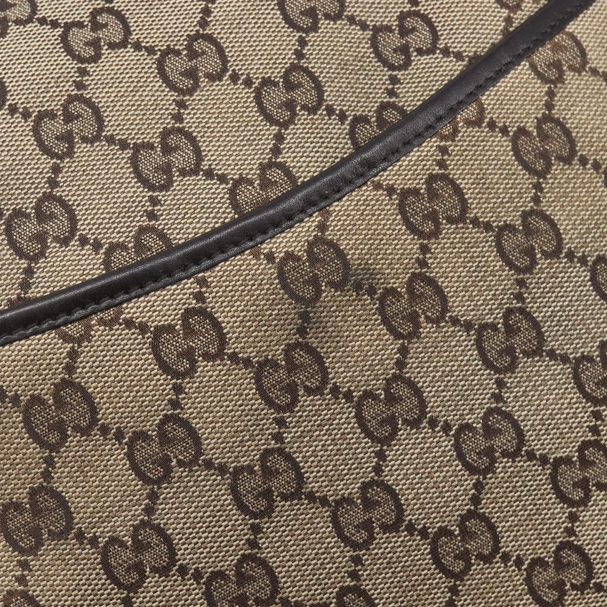 GUCCI GG Canvas Shoulder Bag Beige Silver 145857 Auth 207754