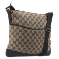 GUCCI GG Canvas Shoulder Bag Beige Silver 145857 Auth 207754