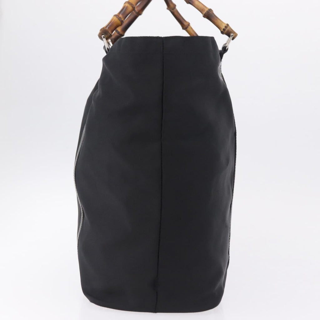 GUCCI Bamboo Hand Bag Canvas Black Silver 002 2058 0412 5 Auth 207757