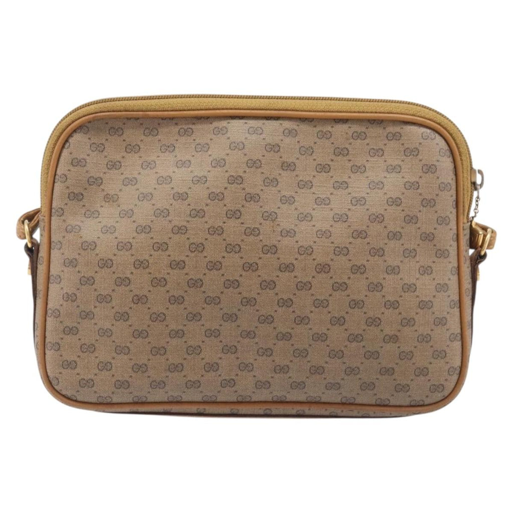 GUCCI Micro GG Shoulder Bag PVC Beige Gold Tone 007 123 0428 Auth 207770