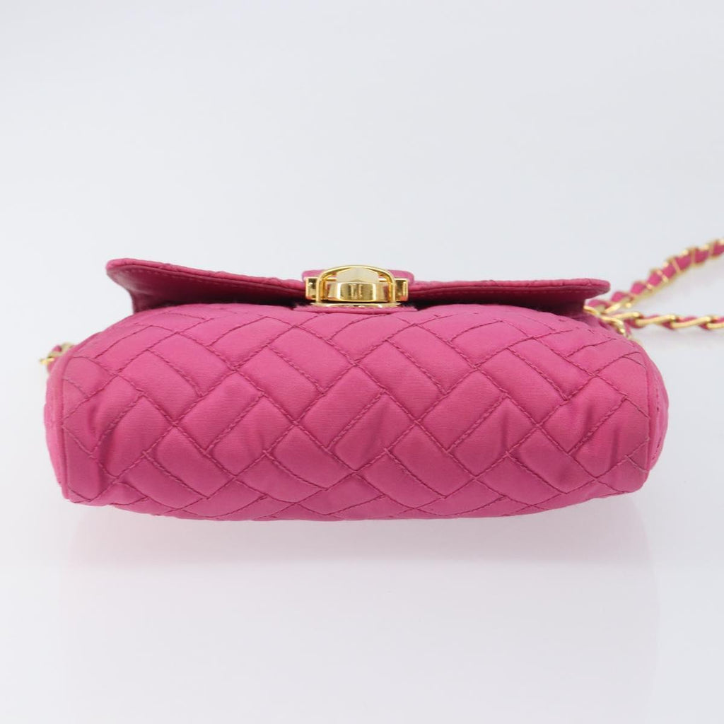 PRADA Chain Shoulder Bag Nylon Pink Gold Tone Auth 207772A