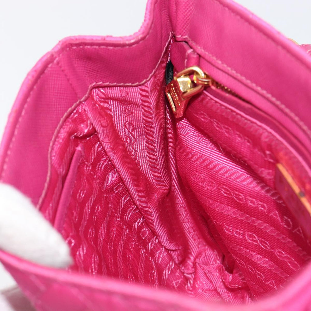 PRADA Chain Shoulder Bag Nylon Pink Gold Tone Auth 207772A
