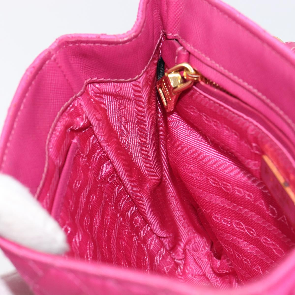 PRADA Chain Shoulder Bag Nylon Pink Gold Tone Auth 207772A