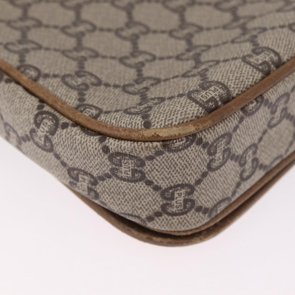 GUCCI GG Plus Supreme Shoulder Bag PVC Beige Gold Auth 207802