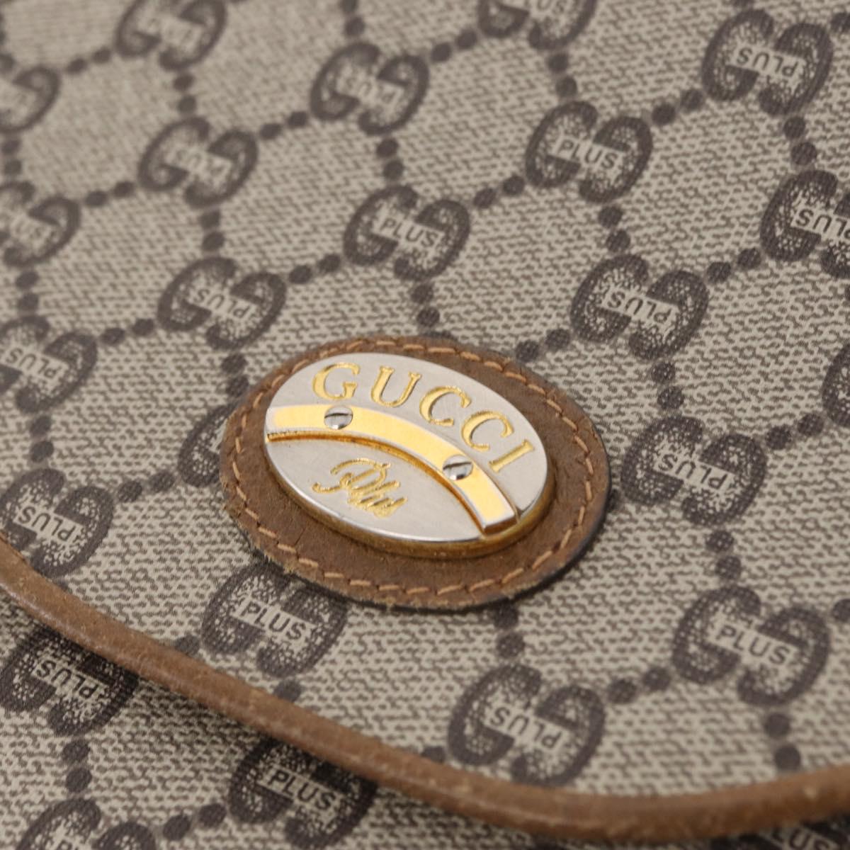 GUCCI GG Plus Supreme Shoulder Bag PVC Beige Gold Auth 207802