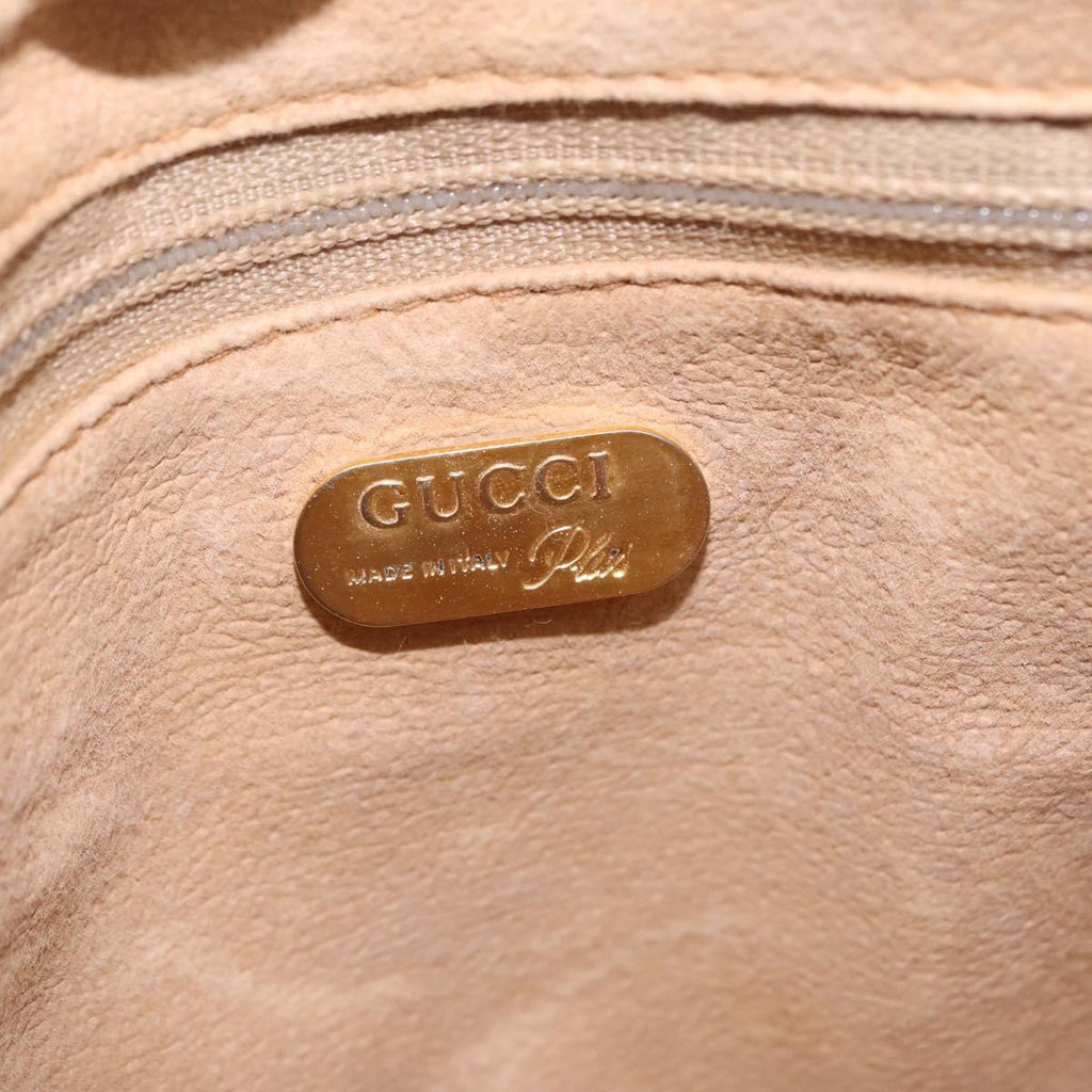 GUCCI GG Plus Supreme Shoulder Bag PVC Beige Gold Auth 207802