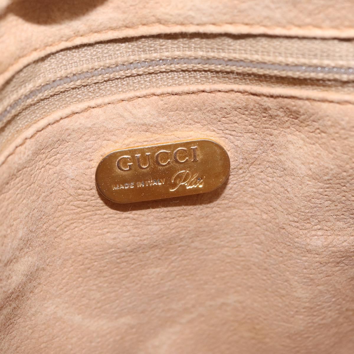 GUCCI GG Plus Supreme Shoulder Bag PVC Beige Gold Auth 207802