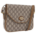 GUCCI GG Plus Supreme Shoulder Bag PVC Beige Gold Auth 207802