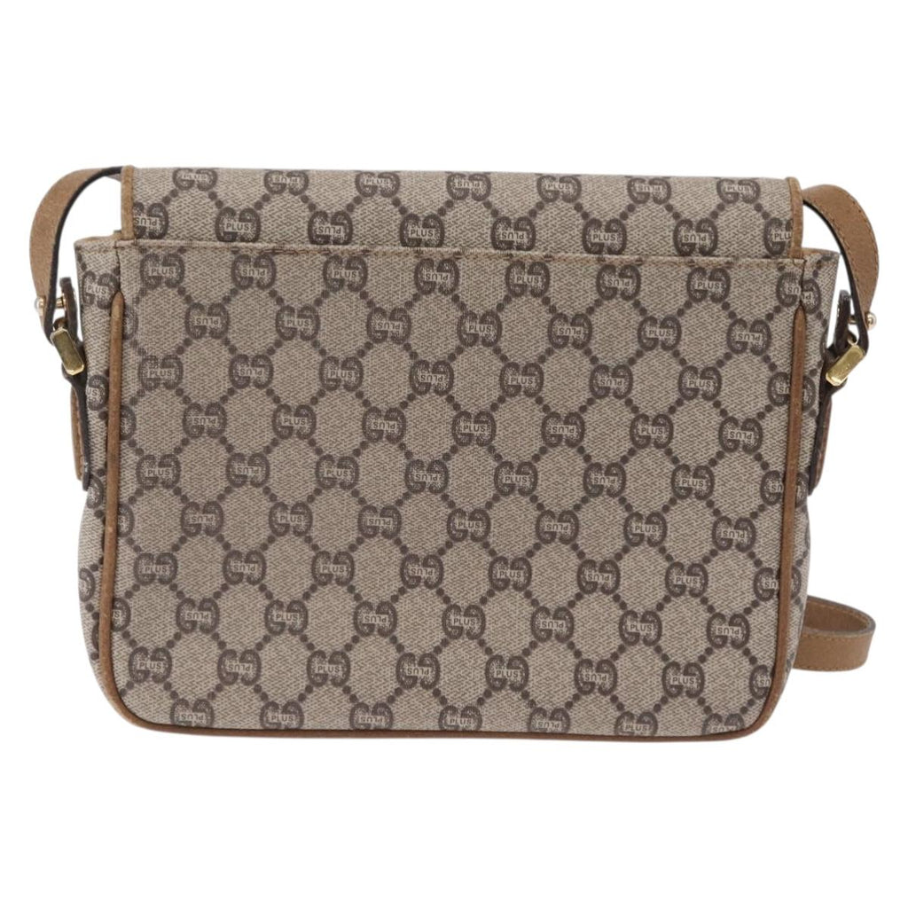 GUCCI GG Plus Supreme Shoulder Bag PVC Beige Gold Auth 207802