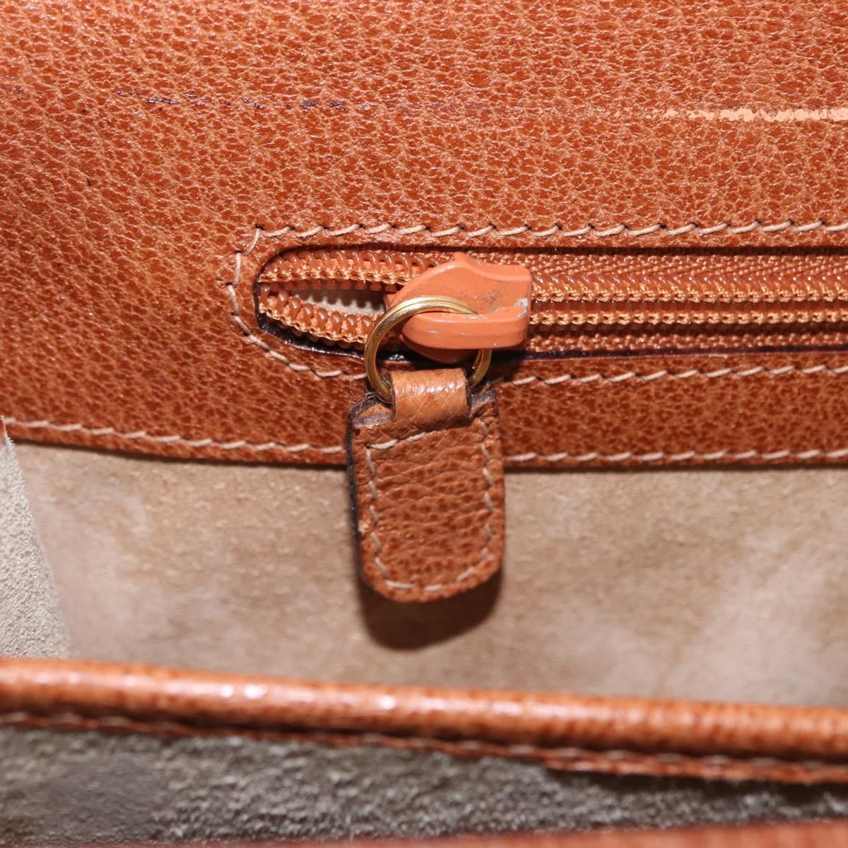 GUCCI Business Bag Leather Brown Gold Auth 207834