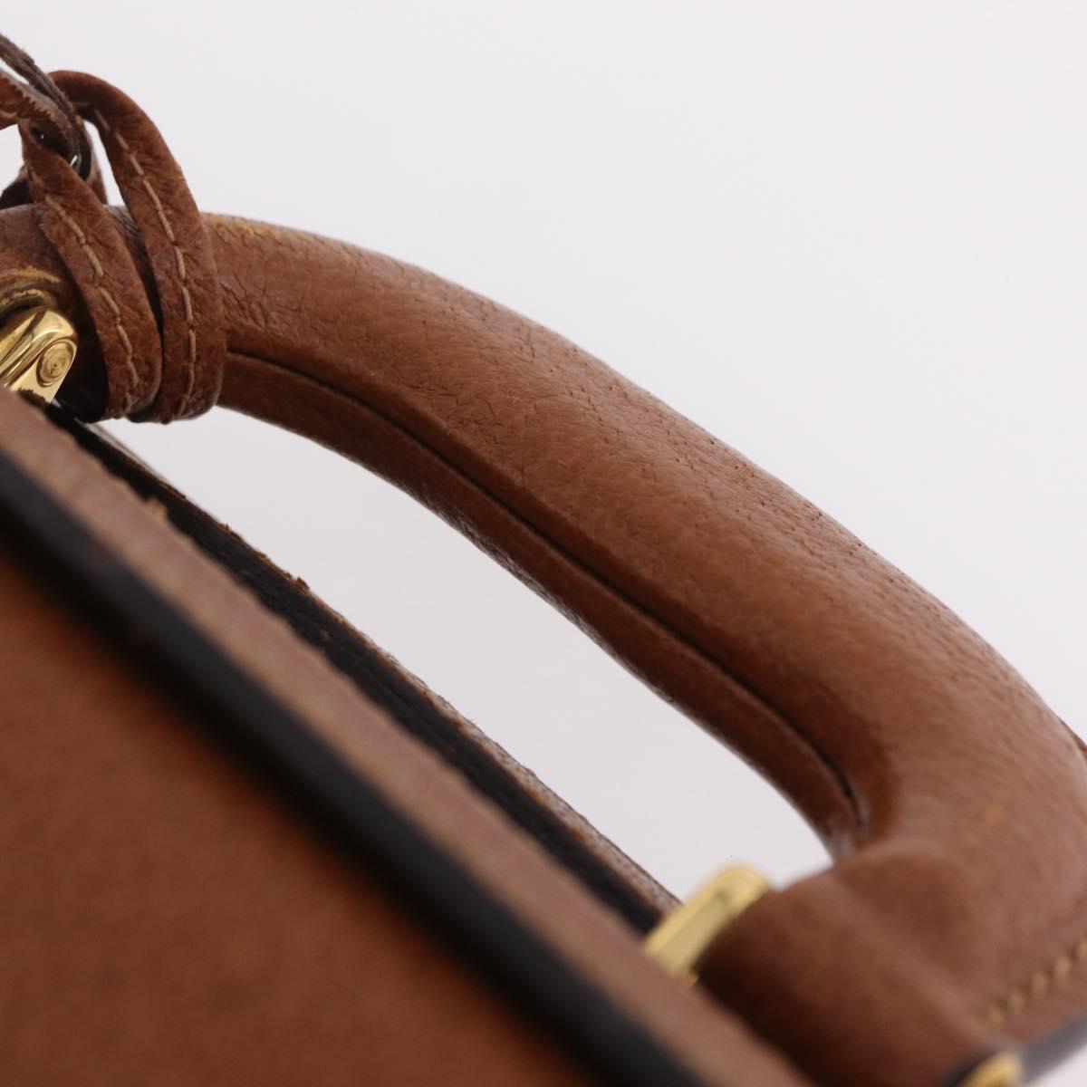 GUCCI Business Bag Leather Brown Gold Auth 207834