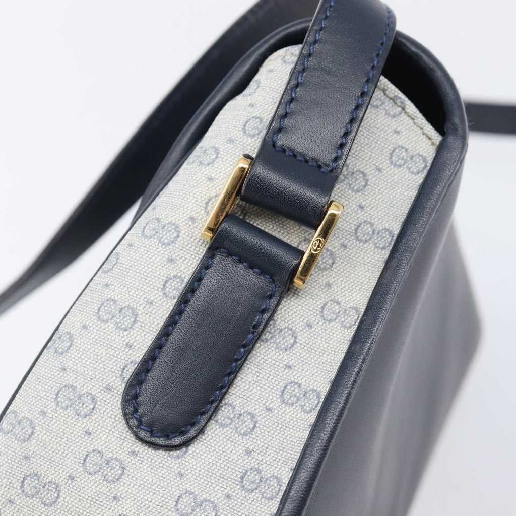 GUCCI Micro GG Supreme Shoulder Bag PVC Navy Gold 007 58 0074 Auth 207839