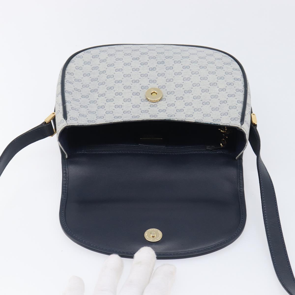 GUCCI Micro GG Supreme Shoulder Bag PVC Navy Gold 007 58 0074 Auth 207839
