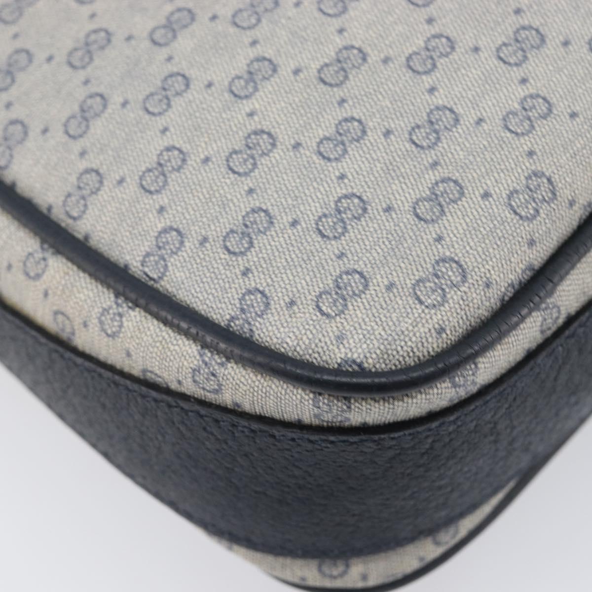 GUCCI Micro GG Supreme Shoulder Bag PVC Navy Gold 007 084 0423 Auth 207844