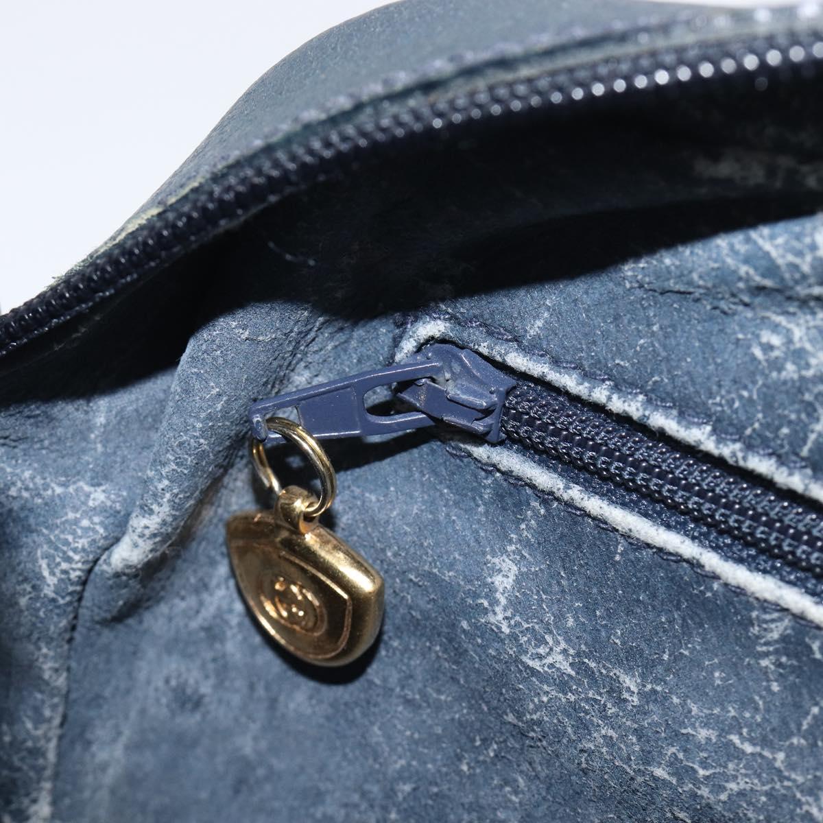 GUCCI Micro GG Supreme Shoulder Bag PVC Navy Gold 007 084 0423 Auth 207844