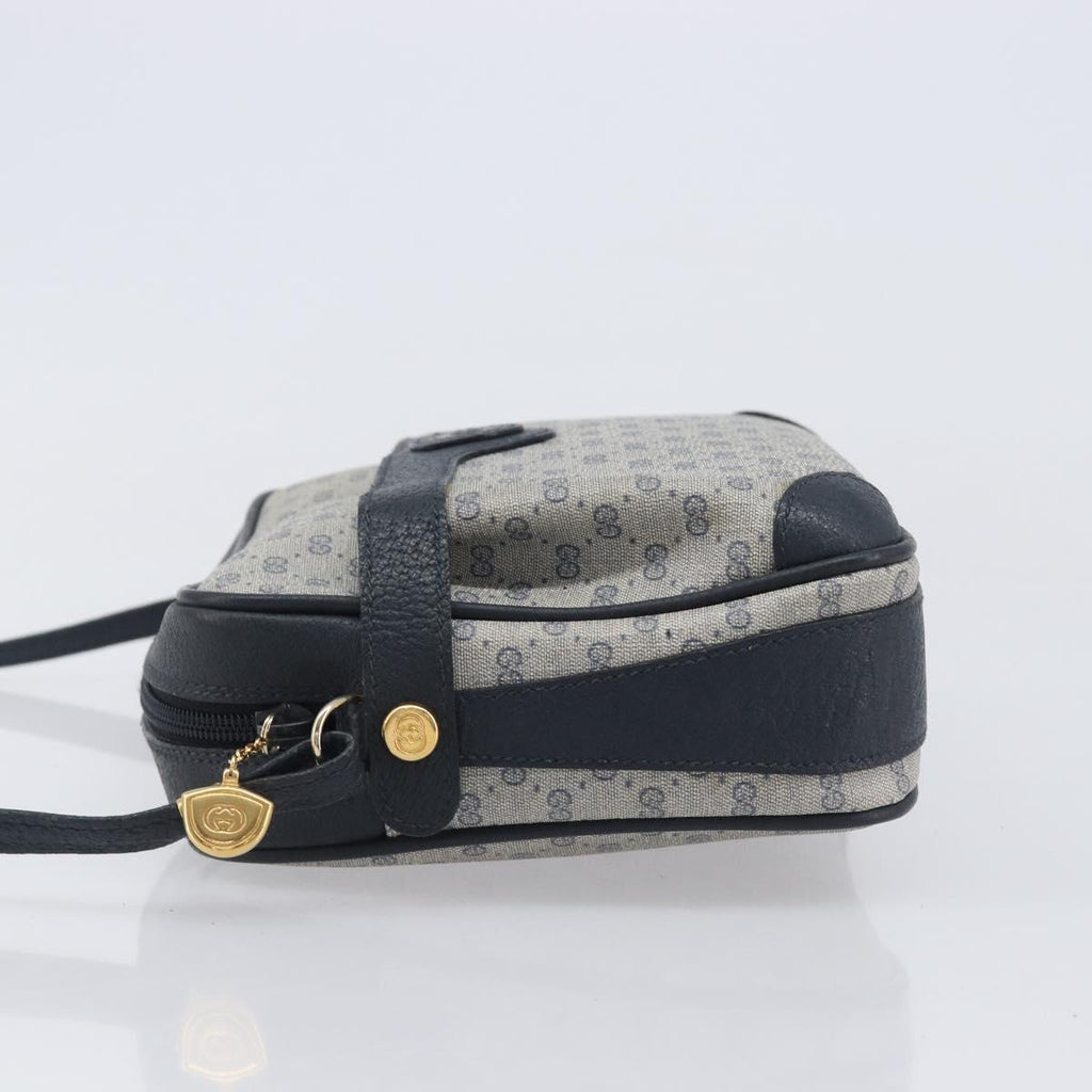 GUCCI Micro GG Supreme Shoulder Bag PVC Navy Gold 007 084 0423 Auth 207844