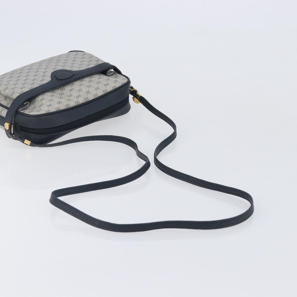 GUCCI Micro GG Supreme Shoulder Bag PVC Navy Gold 007 084 0423 Auth 207844