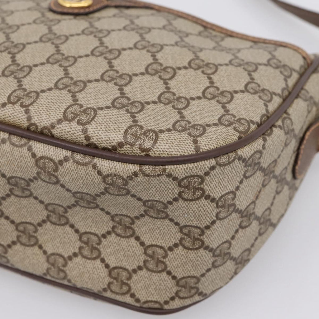 GUCCI GG Supreme Web Sherry Line Bag PVC Beige Gold 89 02 077 Auth 207845