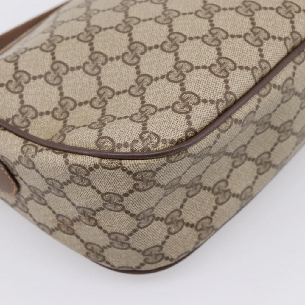 GUCCI GG Supreme Web Sherry Line Bag PVC Beige Gold 89 02 077 Auth 207845