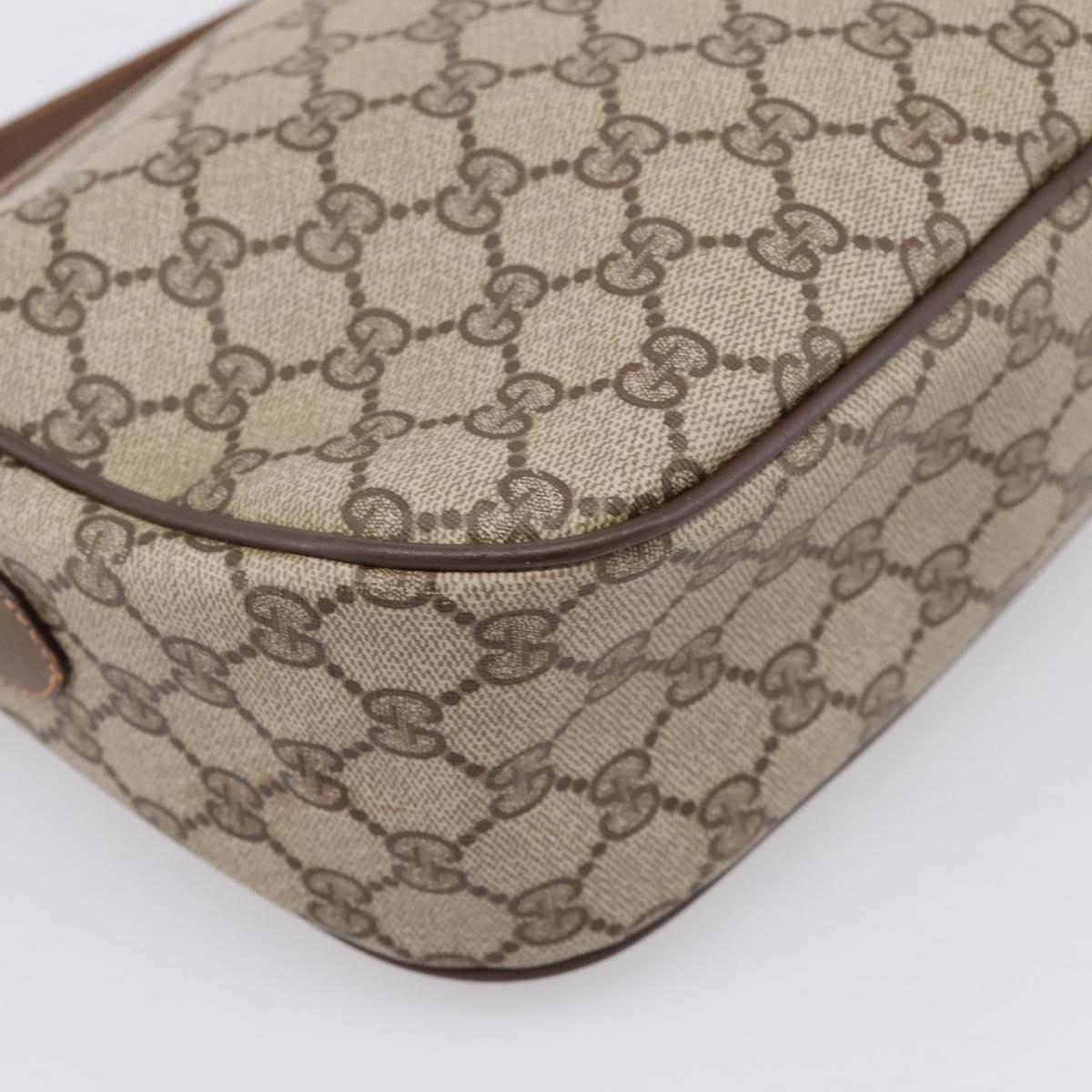 GUCCI GG Supreme Web Sherry Line Bag PVC Beige Gold 89 02 077 Auth 207845