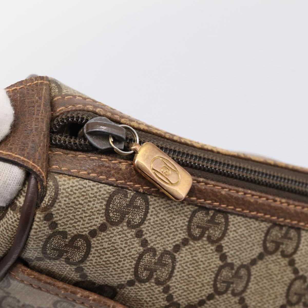GUCCI GG Supreme Web Sherry Line Bag PVC Beige Gold 89 02 077 Auth 207845