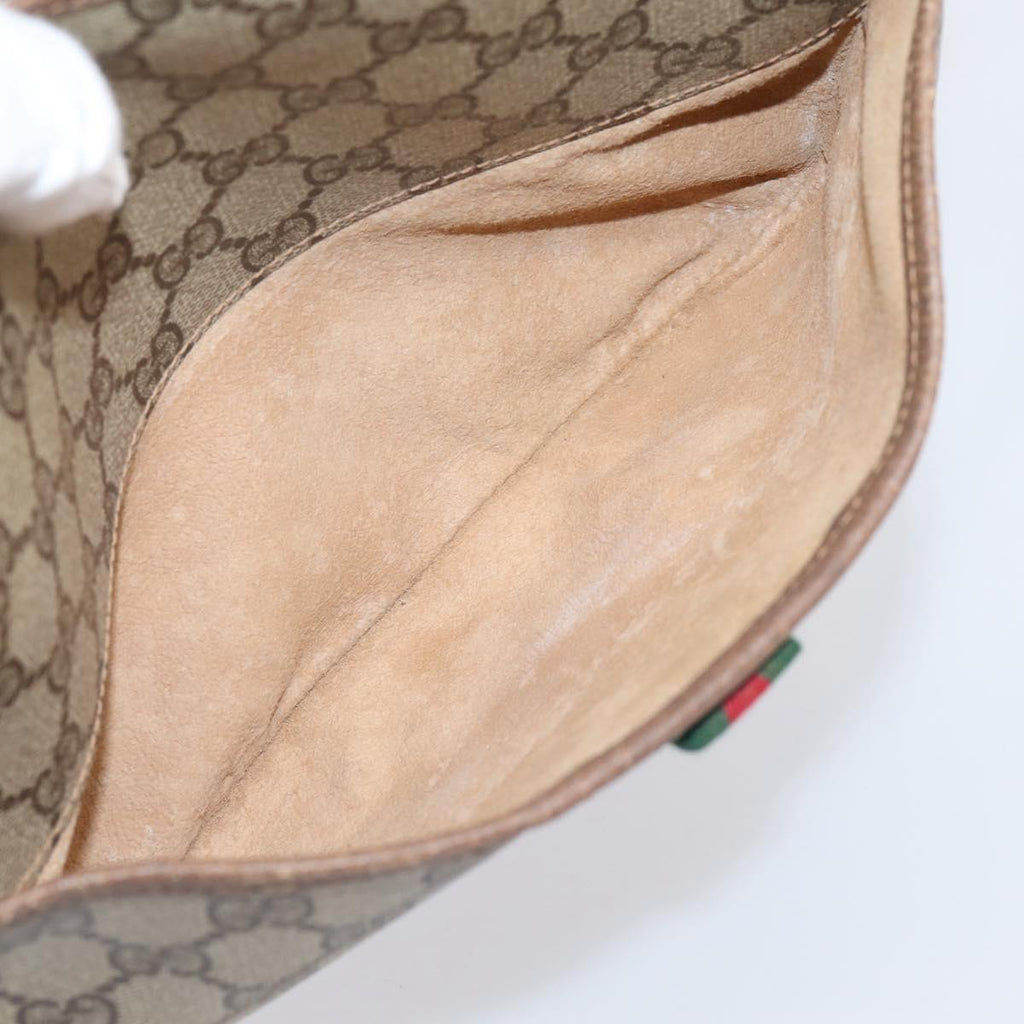 GUCCI GG Supreme Web Sherry Line Bag PVC Beige Gold 89 02 077 Auth 207845