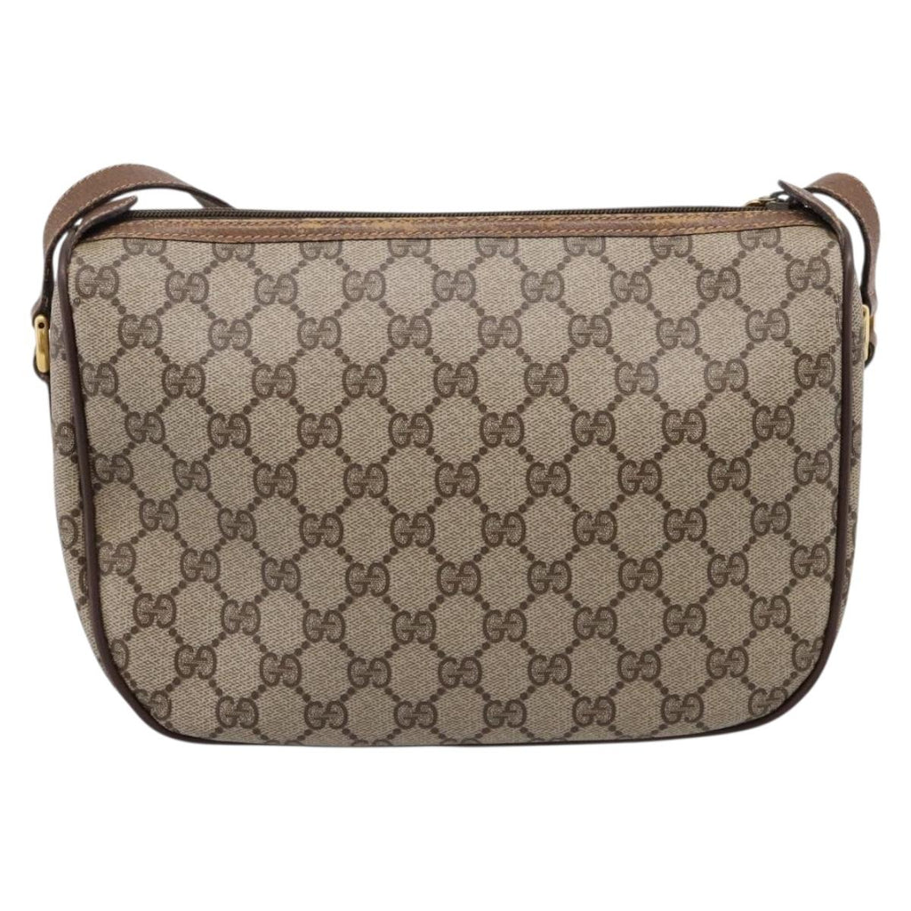 GUCCI GG Supreme Web Sherry Line Bag PVC Beige Gold 89 02 077 Auth 207845