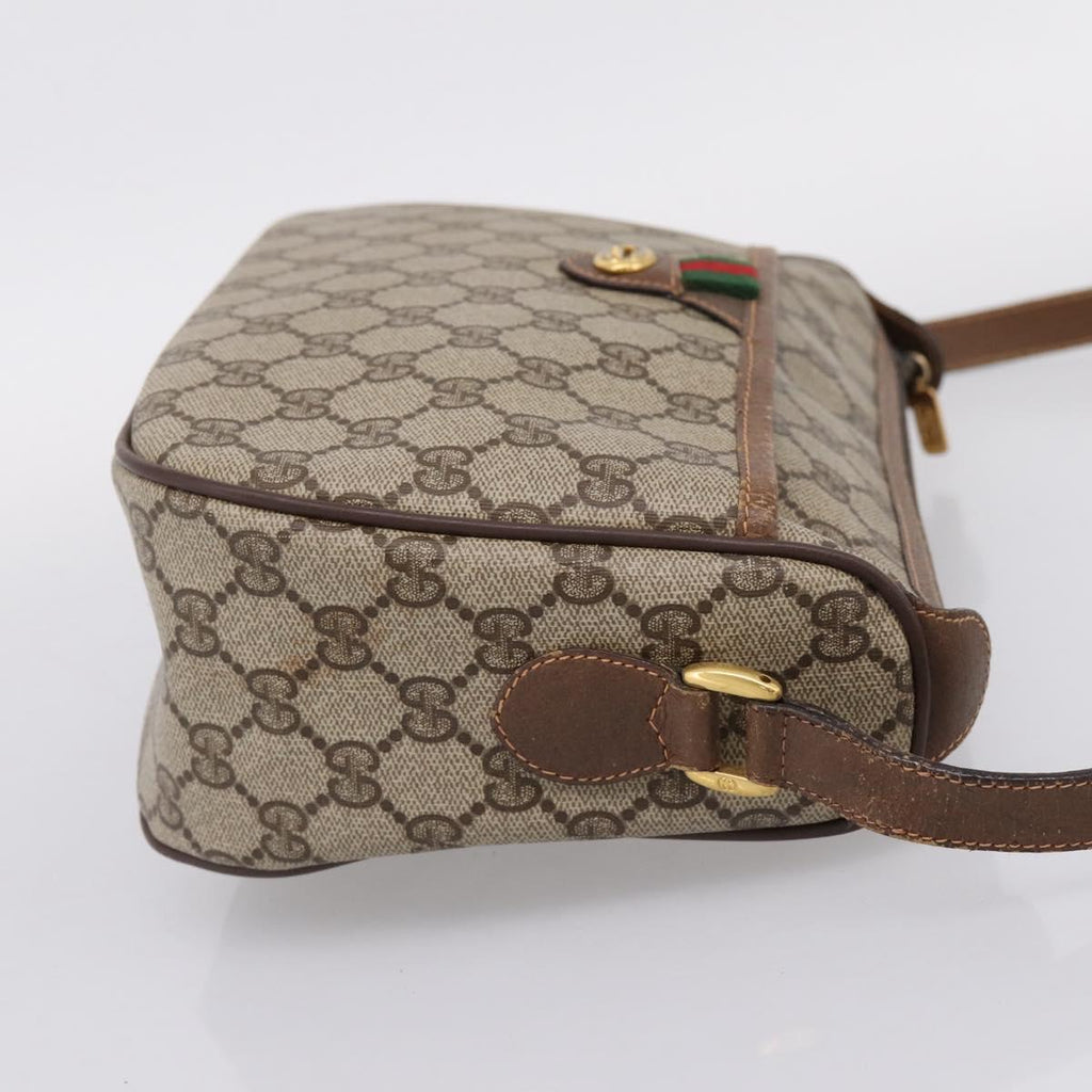 GUCCI GG Supreme Web Sherry Line Bag PVC Beige Gold 89 02 077 Auth 207845