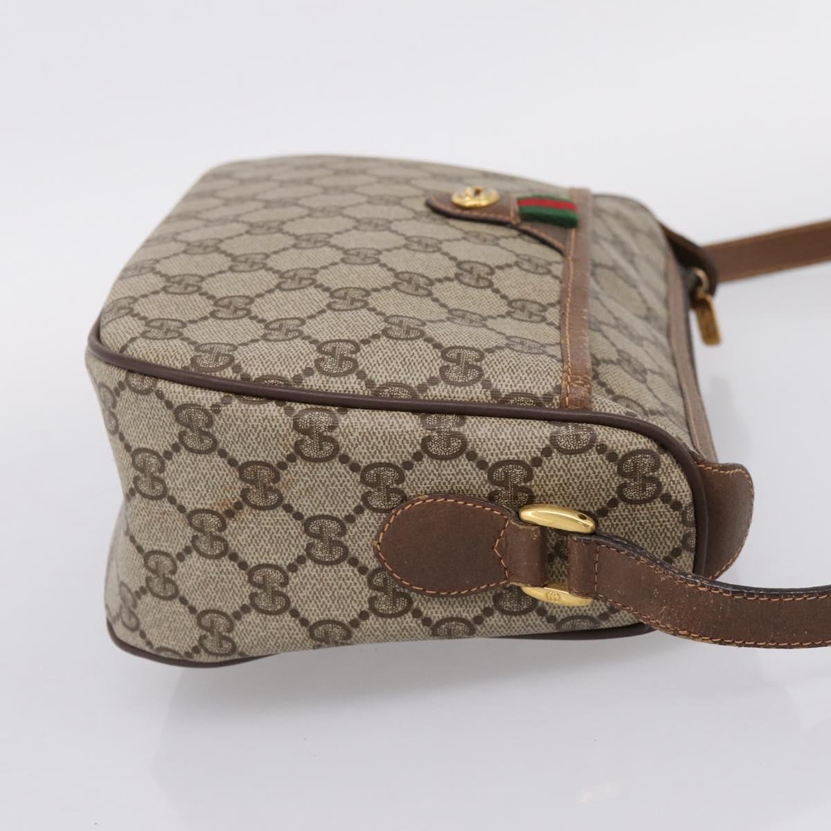 GUCCI GG Supreme Web Sherry Line Bag PVC Beige Gold 89 02 077 Auth 207845