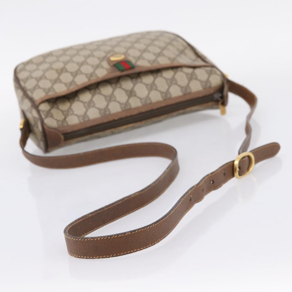 GUCCI GG Supreme Web Sherry Line Bag PVC Beige Gold 89 02 077 Auth 207845