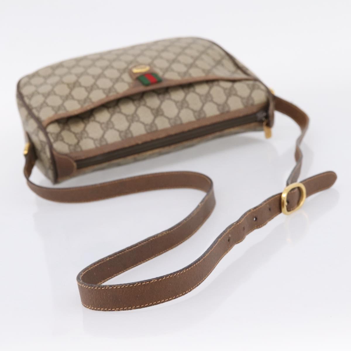 GUCCI GG Supreme Web Sherry Line Bag PVC Beige Gold 89 02 077 Auth 207845