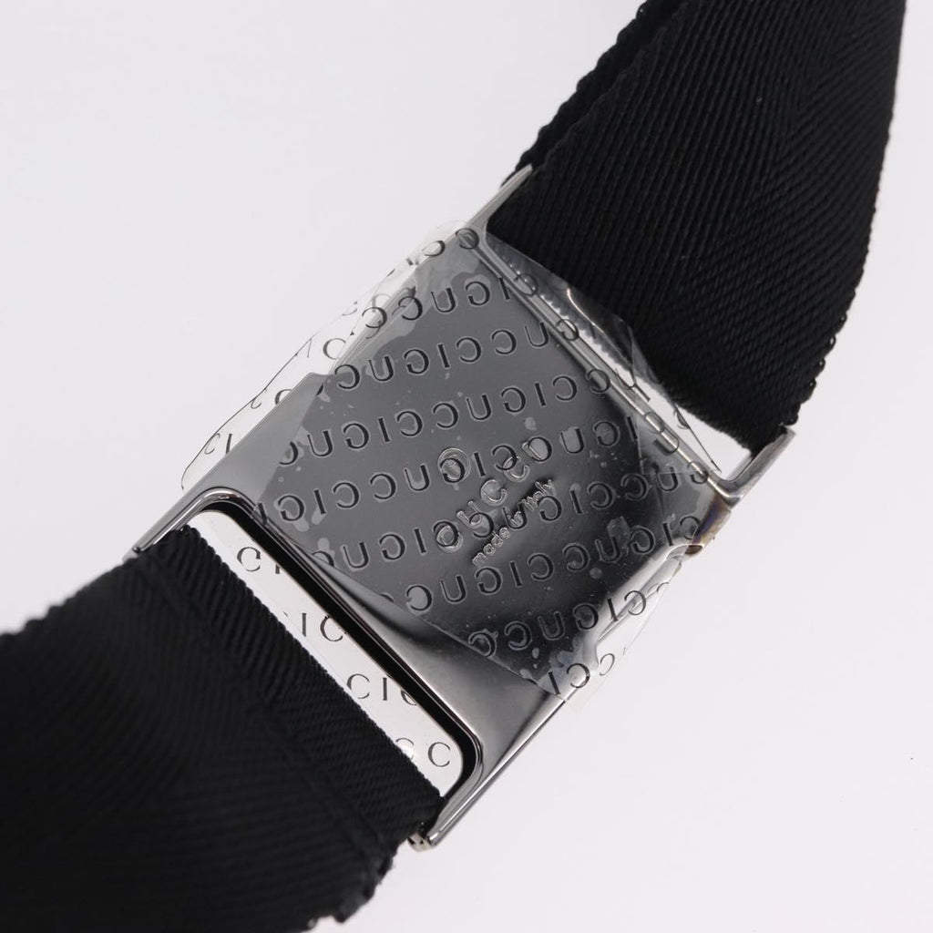 GUCCI GG Canvas Waist Bag Black Silver 131236 Auth 207862V