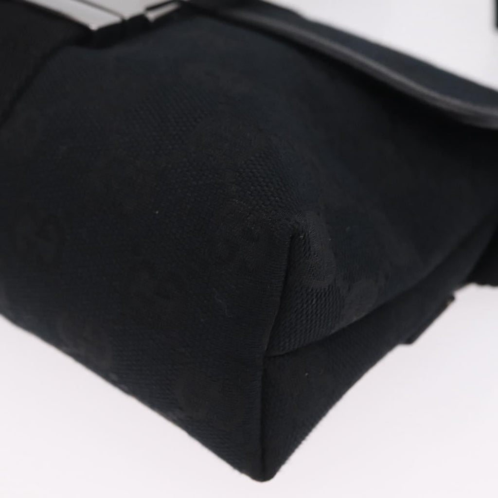 GUCCI GG Canvas Waist Bag Black Silver 131236 Auth 207862V
