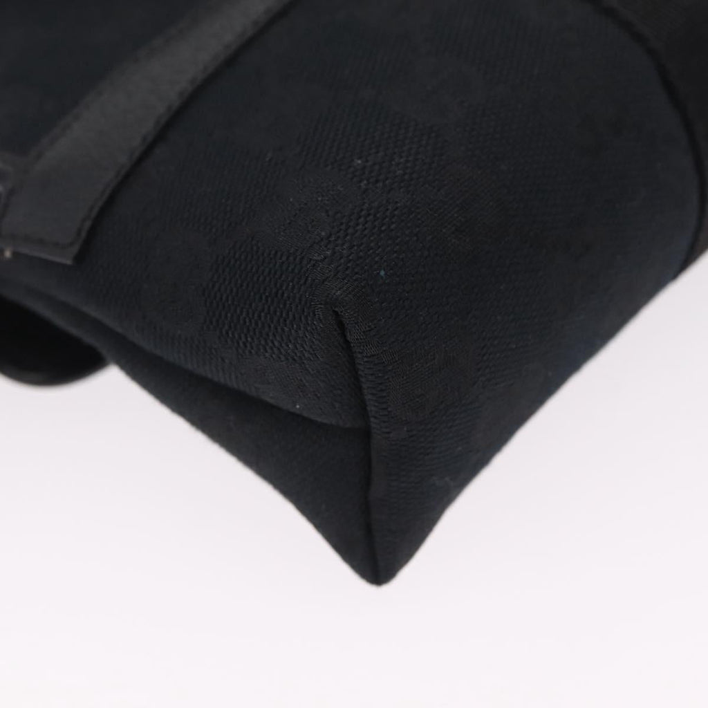 GUCCI GG Canvas Waist Bag Black Silver 131236 Auth 207862V