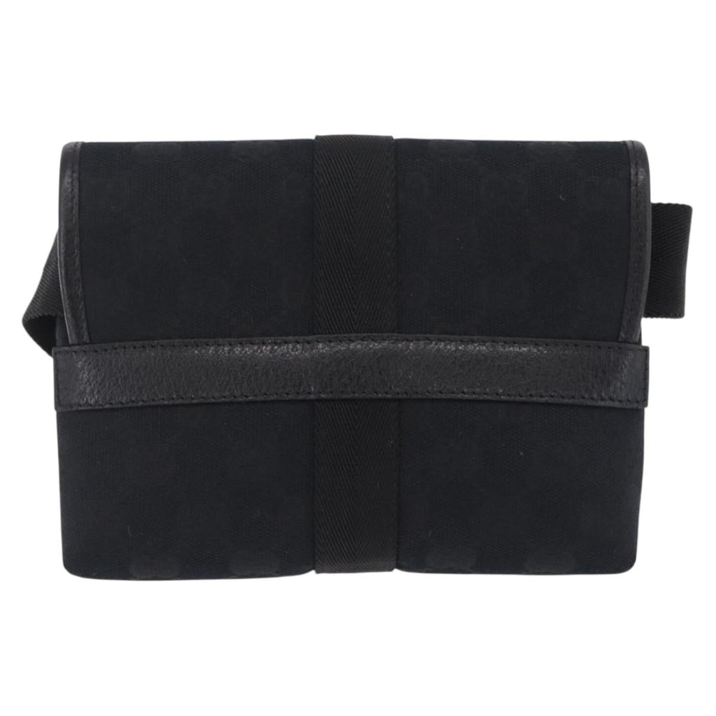 GUCCI GG Canvas Waist Bag Black Silver 131236 Auth 207862V