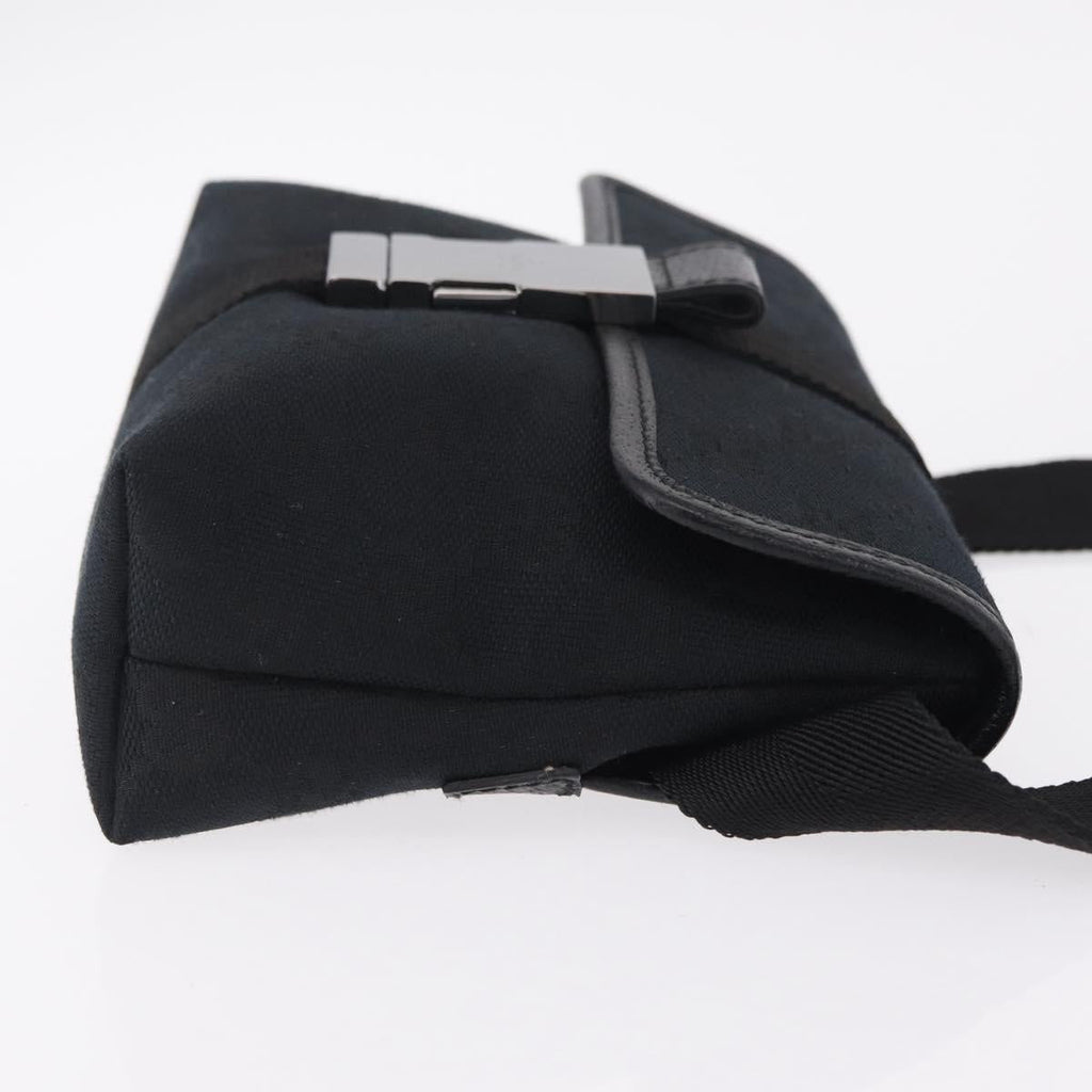 GUCCI GG Canvas Waist Bag Black Silver 131236 Auth 207862V