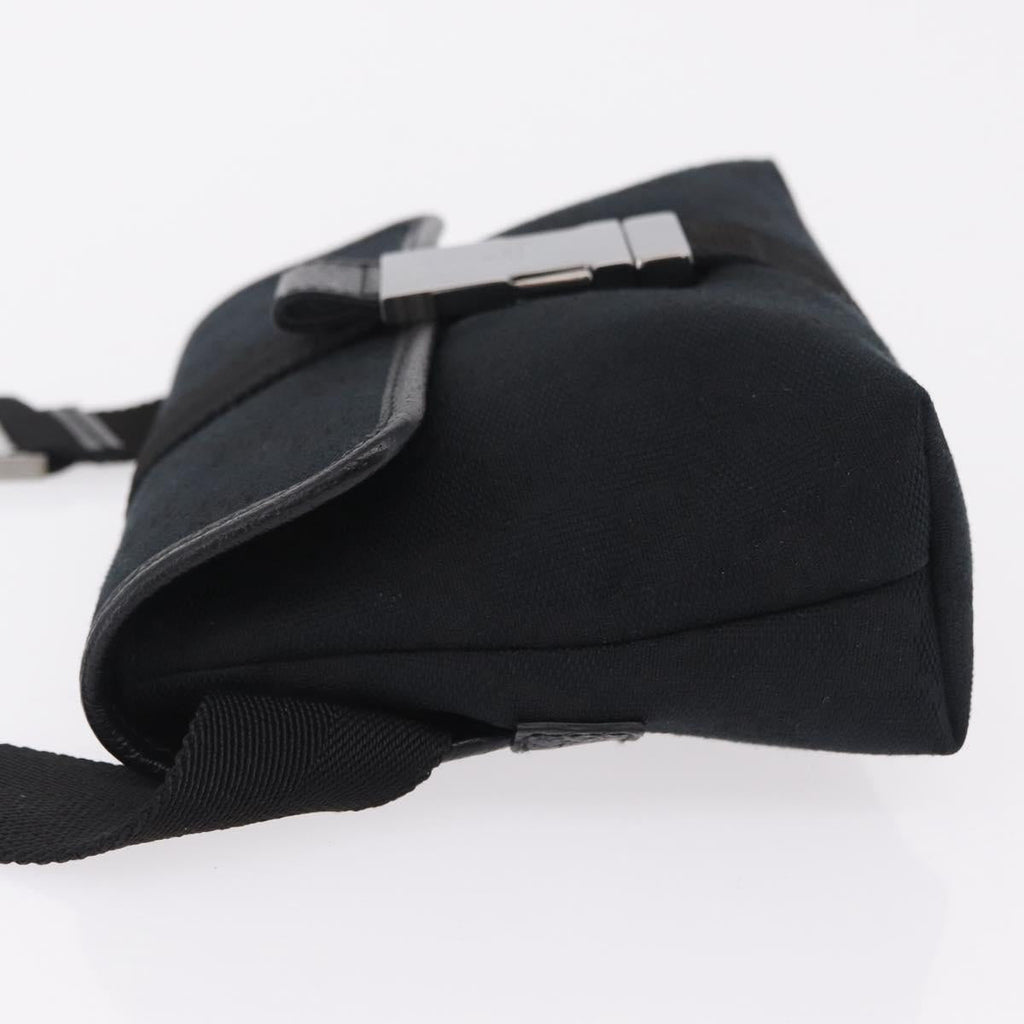 GUCCI GG Canvas Waist Bag Black Silver 131236 Auth 207862V