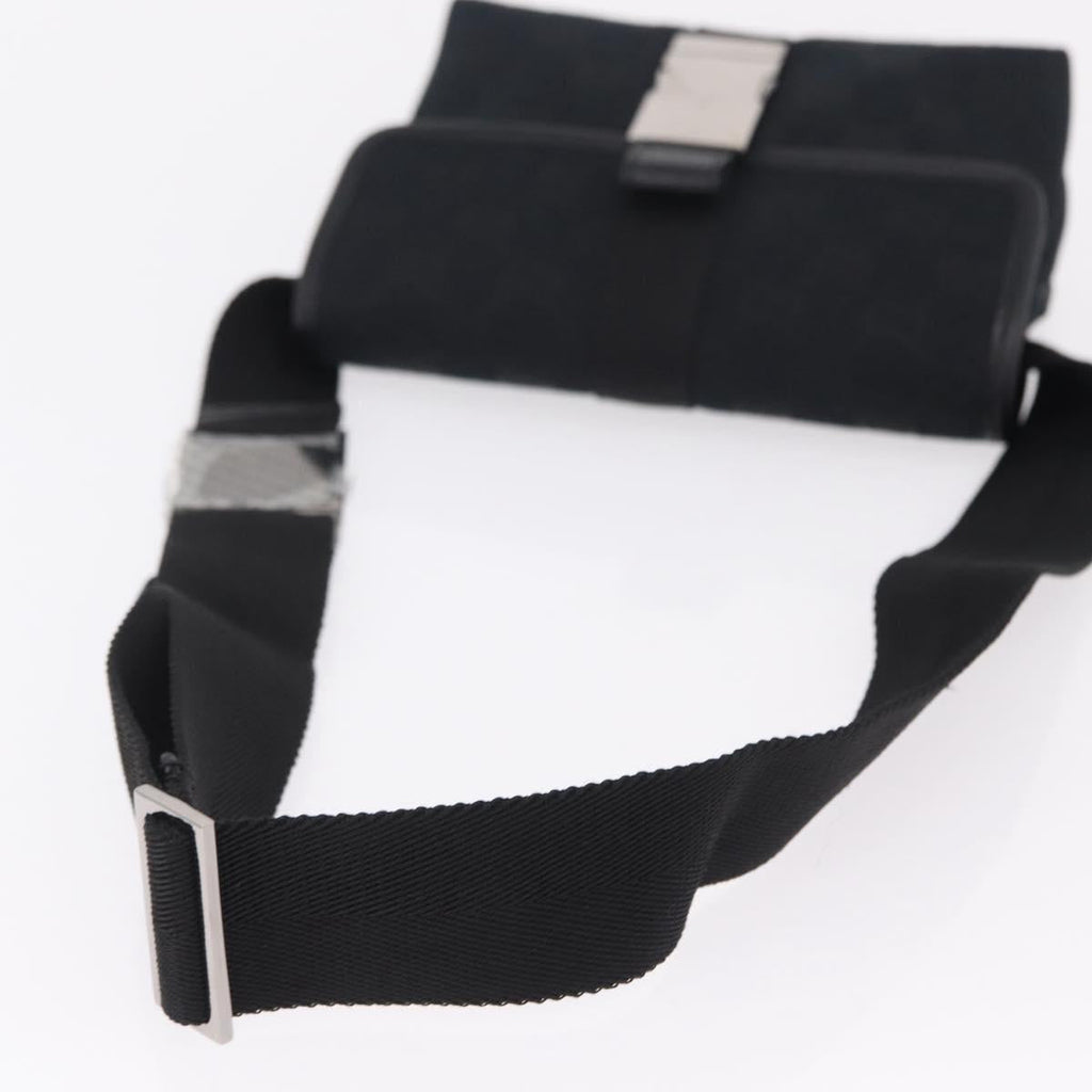 GUCCI GG Canvas Waist Bag Black Silver 131236 Auth 207862V