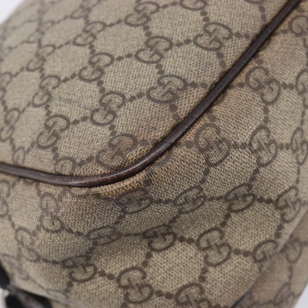 GUCCI GG Supreme Shoulder Bag PVC Beige Silver 114531 Auth 207872