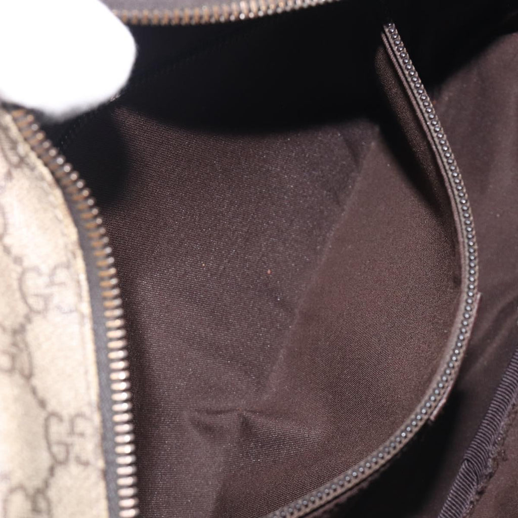 GUCCI GG Supreme Shoulder Bag PVC Beige Silver 114531 Auth 207872
