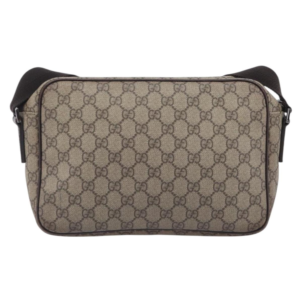 GUCCI GG Supreme Shoulder Bag PVC Beige Silver 114531 Auth 207872