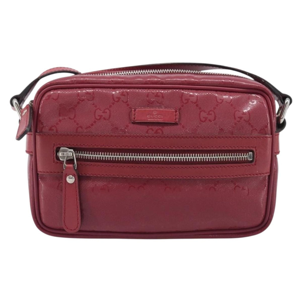 GUCCI GG Crystal Shoulder Bag PVC Red Silver 201447 Auth 207882A
