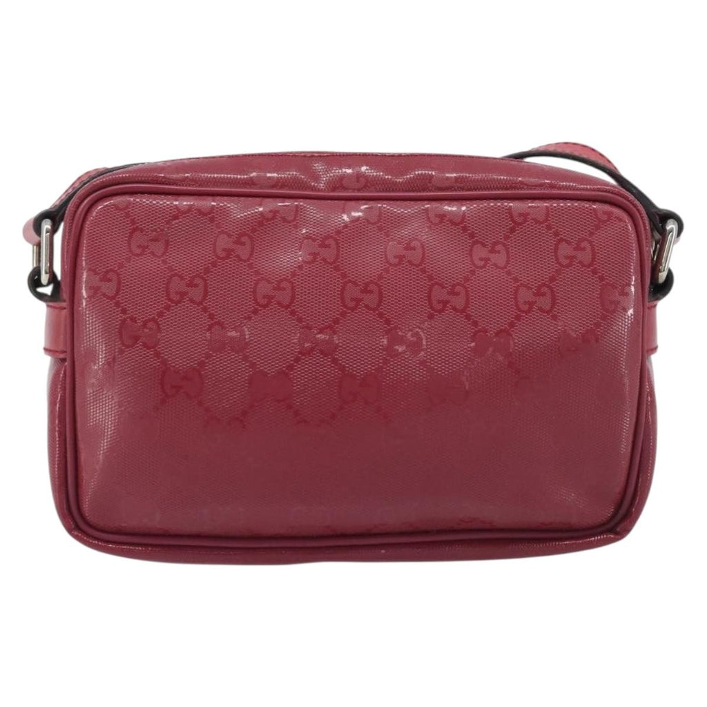 GUCCI GG Crystal Shoulder Bag PVC Red Silver 201447 Auth 207882A