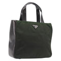 PRADA Hand Bag Nylon Green Auth 207896