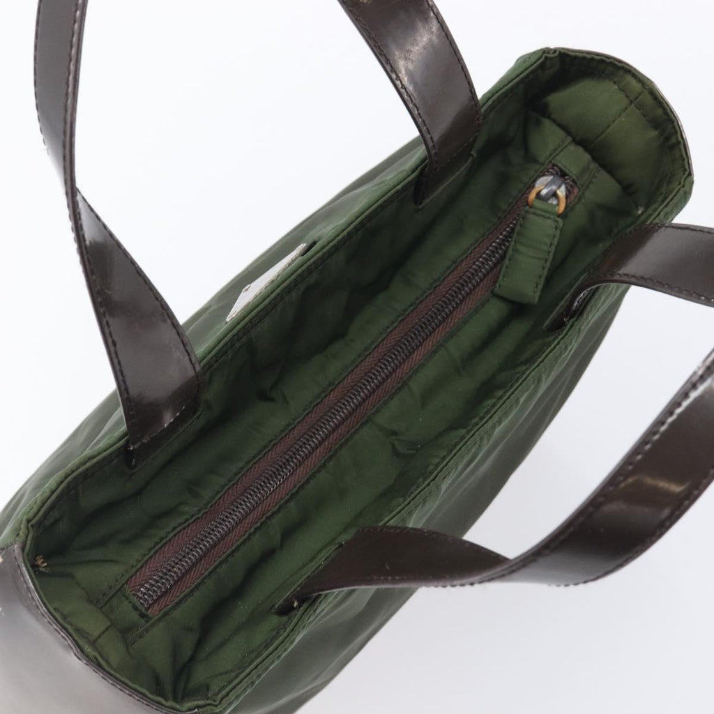 PRADA Hand Bag Nylon Green Auth 207896