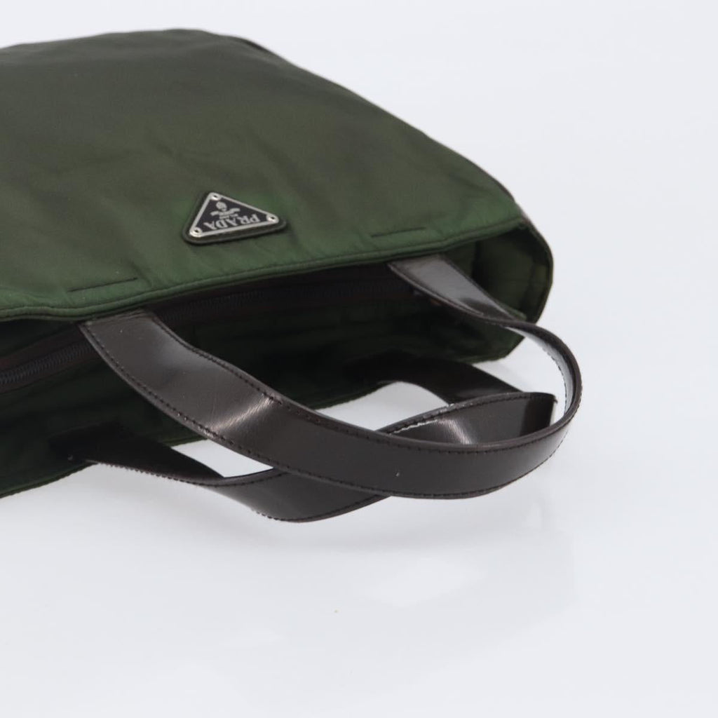 PRADA Hand Bag Nylon Green Auth 207896