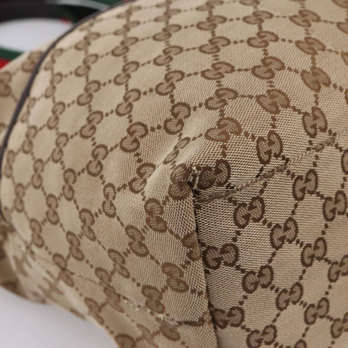GUCCI GG Canvas Web Sherry Line Tote Bag Beige 155524 Auth 208012