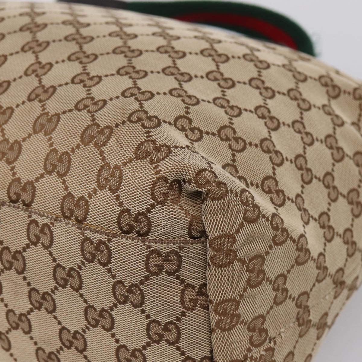 GUCCI GG Canvas Web Sherry Line Tote Bag Beige 155524 Auth 208012