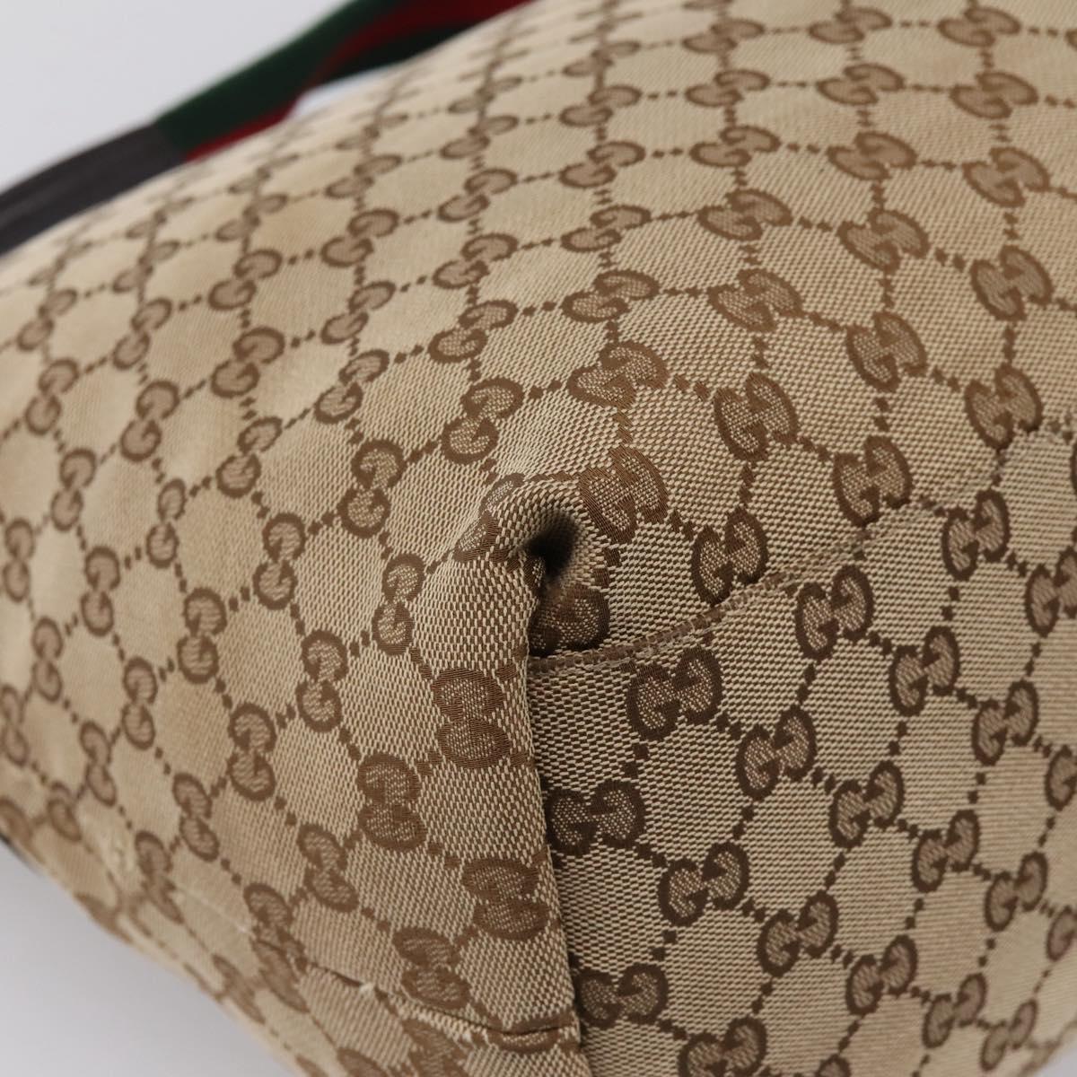 GUCCI GG Canvas Web Sherry Line Tote Bag Beige 155524 Auth 208012