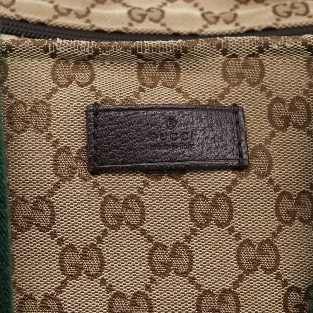 GUCCI GG Canvas Web Sherry Line Tote Bag Beige 155524 Auth 208012